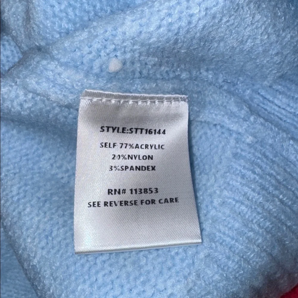 Sugarlips Sky Blue Heart Sweater, Size S - Picture 6 of 6